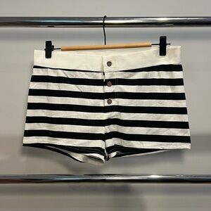 SHEIN Black and White Athletic Shorts with Bold Stripes